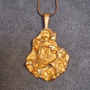 Vintage Gold Nugget Look Pendant Necklace